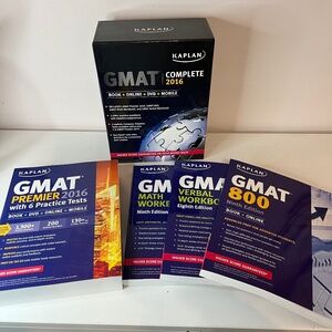 Kaplan GMAT Complete‎ 2016 Book+Online+DVD+Mobile 4 Books *Missing DVD